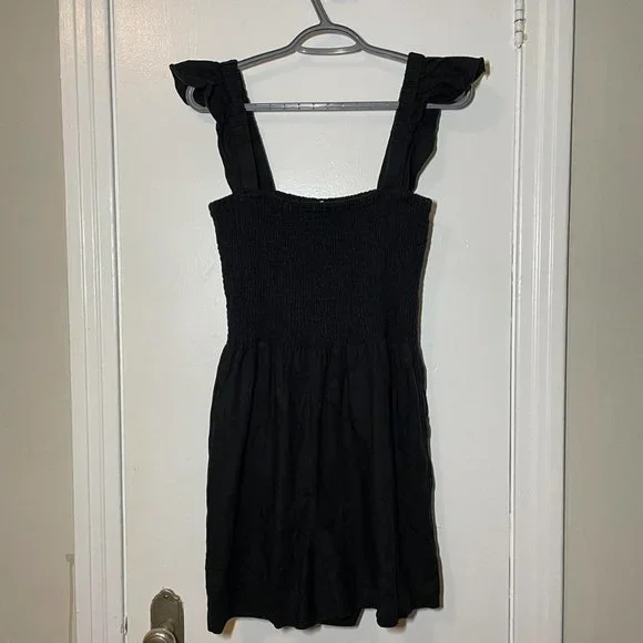 MADEWELL Linen-Blend Lucie Smocked Romper size 10 - Picture 4 of 8